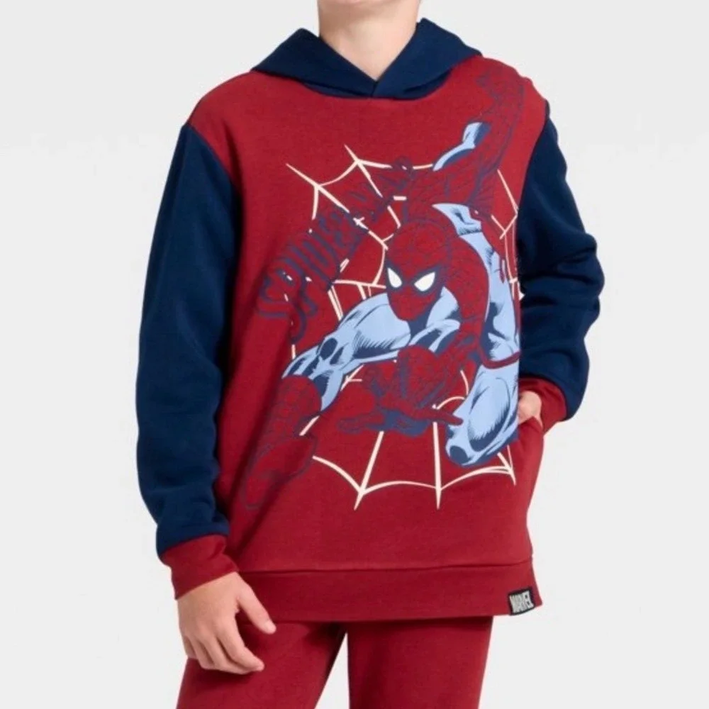 Marvel Spider-Man‎ Kids Red Navy Blue Fleece Hoodie and Jogger Pants Set NEW XL
